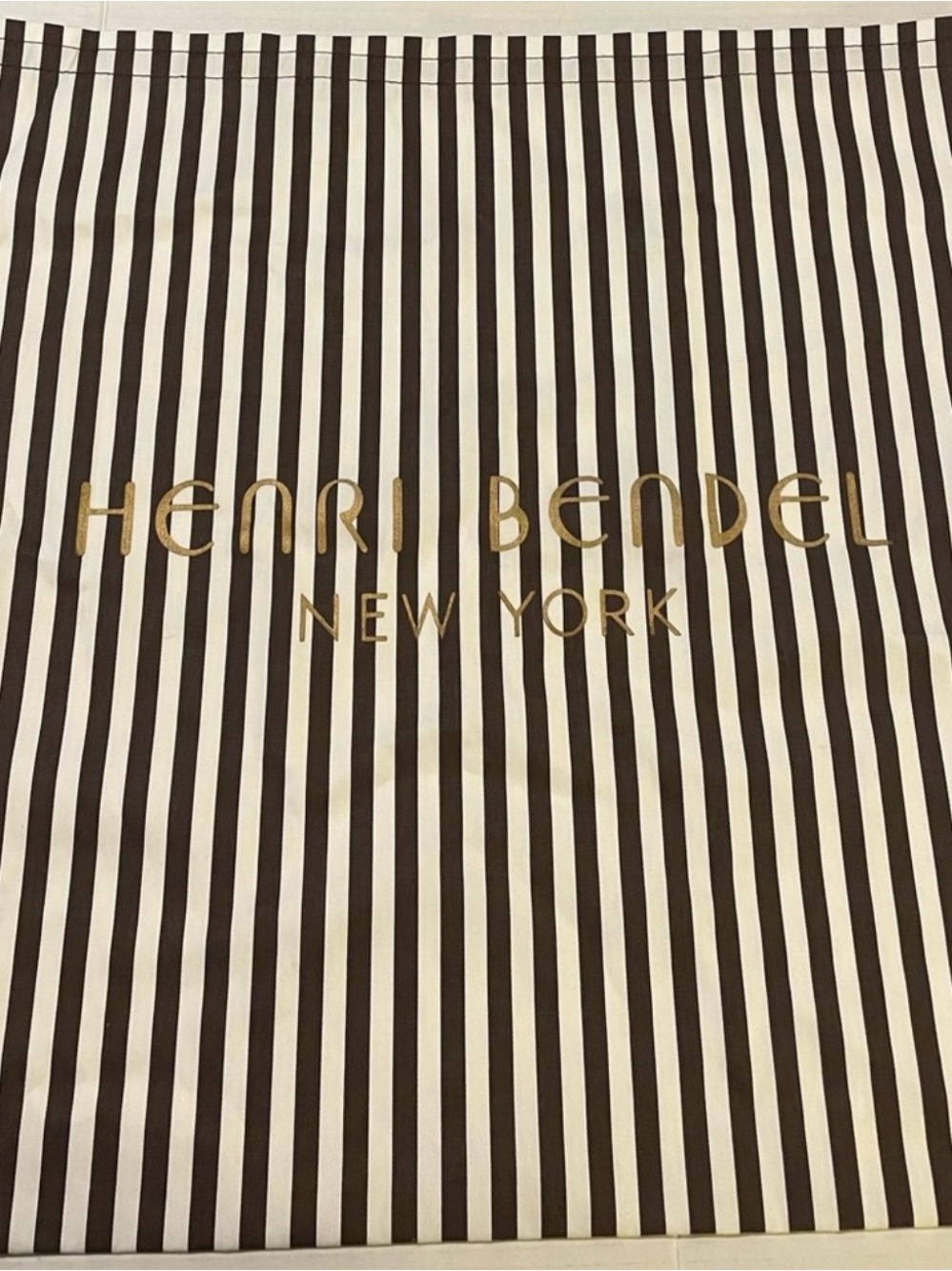Henri BENDEL New Extra Large Stripe Pattern Brown/White String Dust Bag